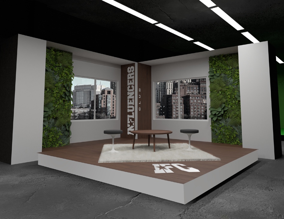 Influencers Club studio, concept 1 chat area
