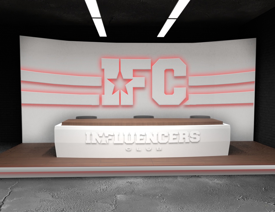 Influencers Club studio, concept 1 news desk