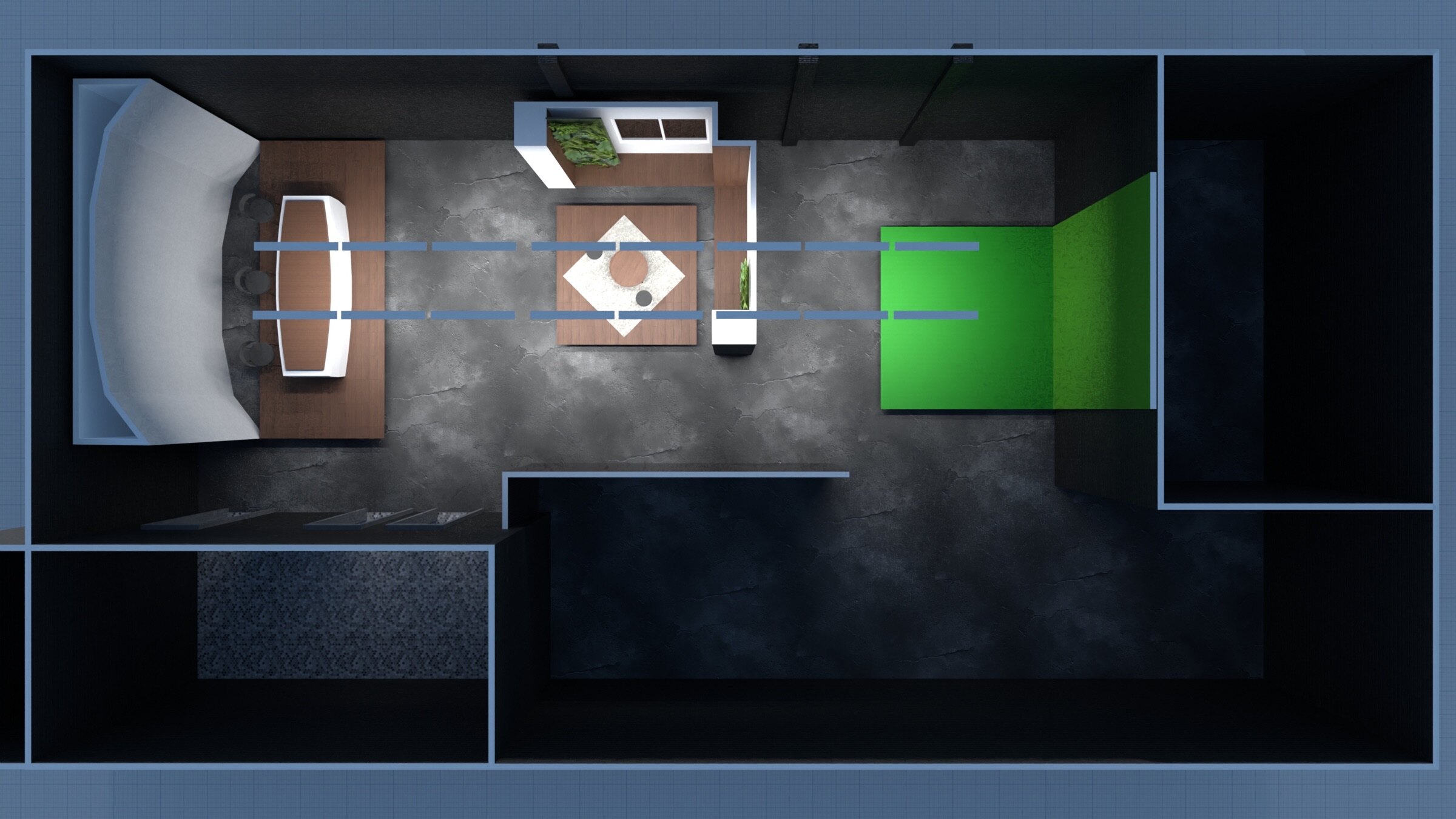 Influencers Club studio, concept 1 floor plan