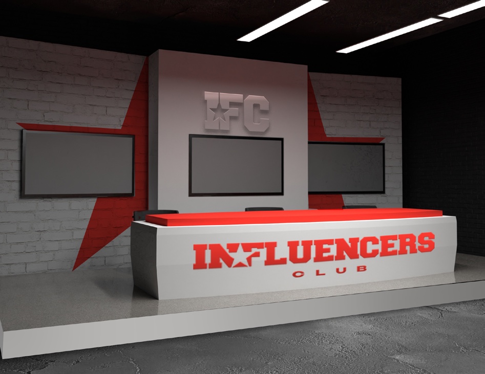 Influencers Club studio, concept 2 news desk