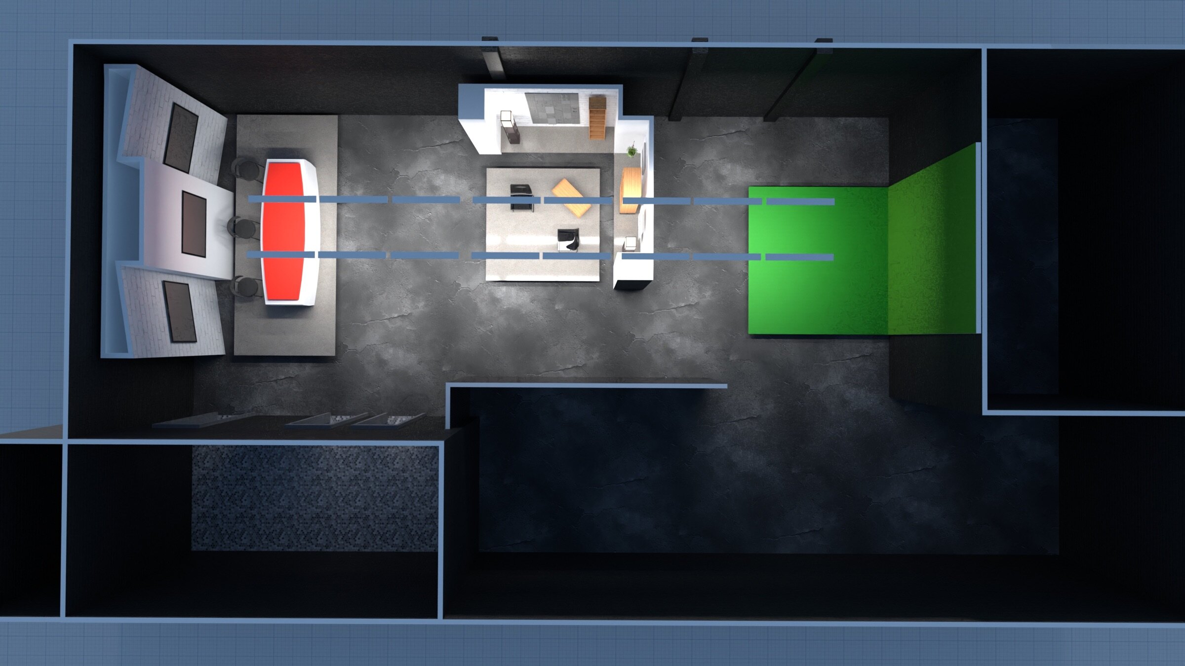 Influencers Club studio, concept 2 floor plan