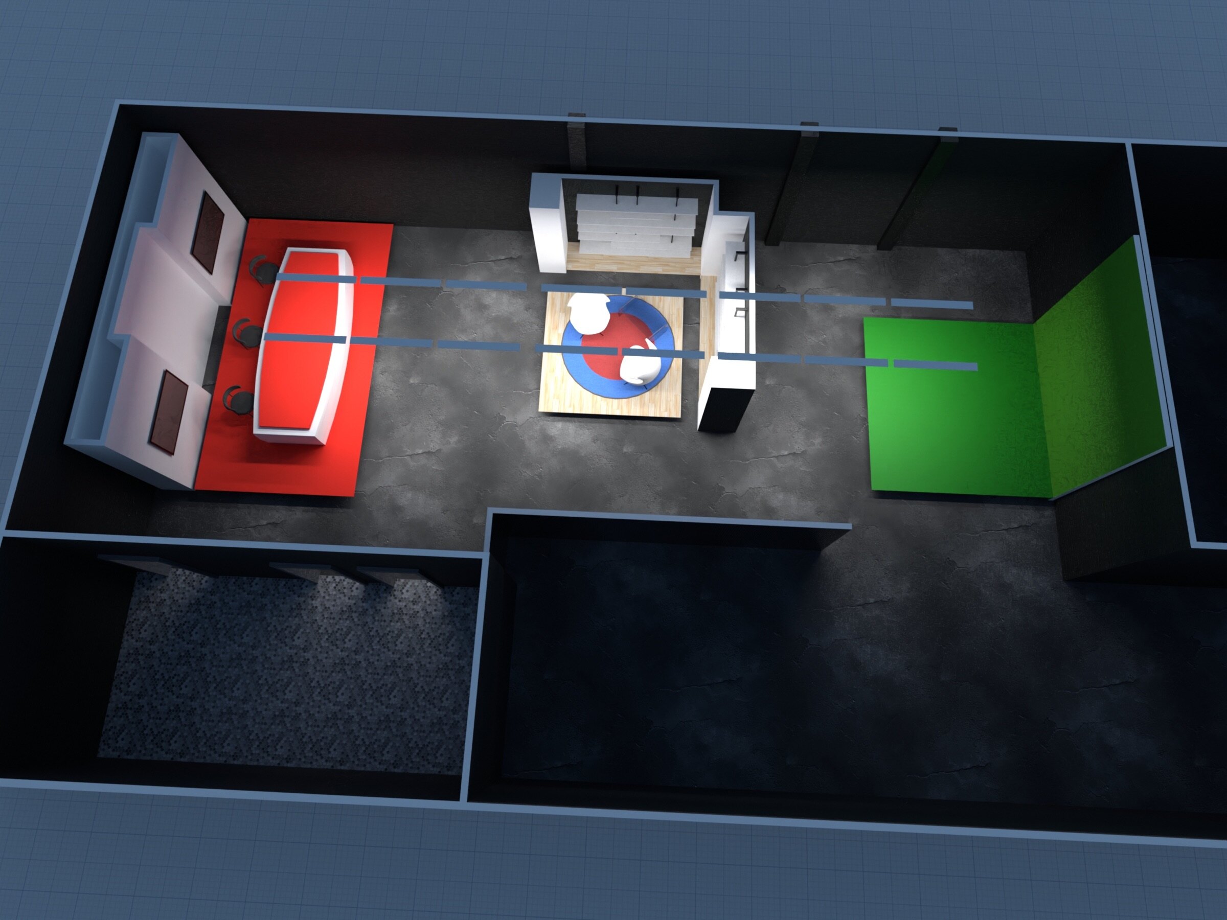 Influencers Club studio, concept 3 floor plan